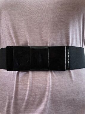 Womens Belt M/L White House Black Market Bow Elastic Comfort Stretch Black